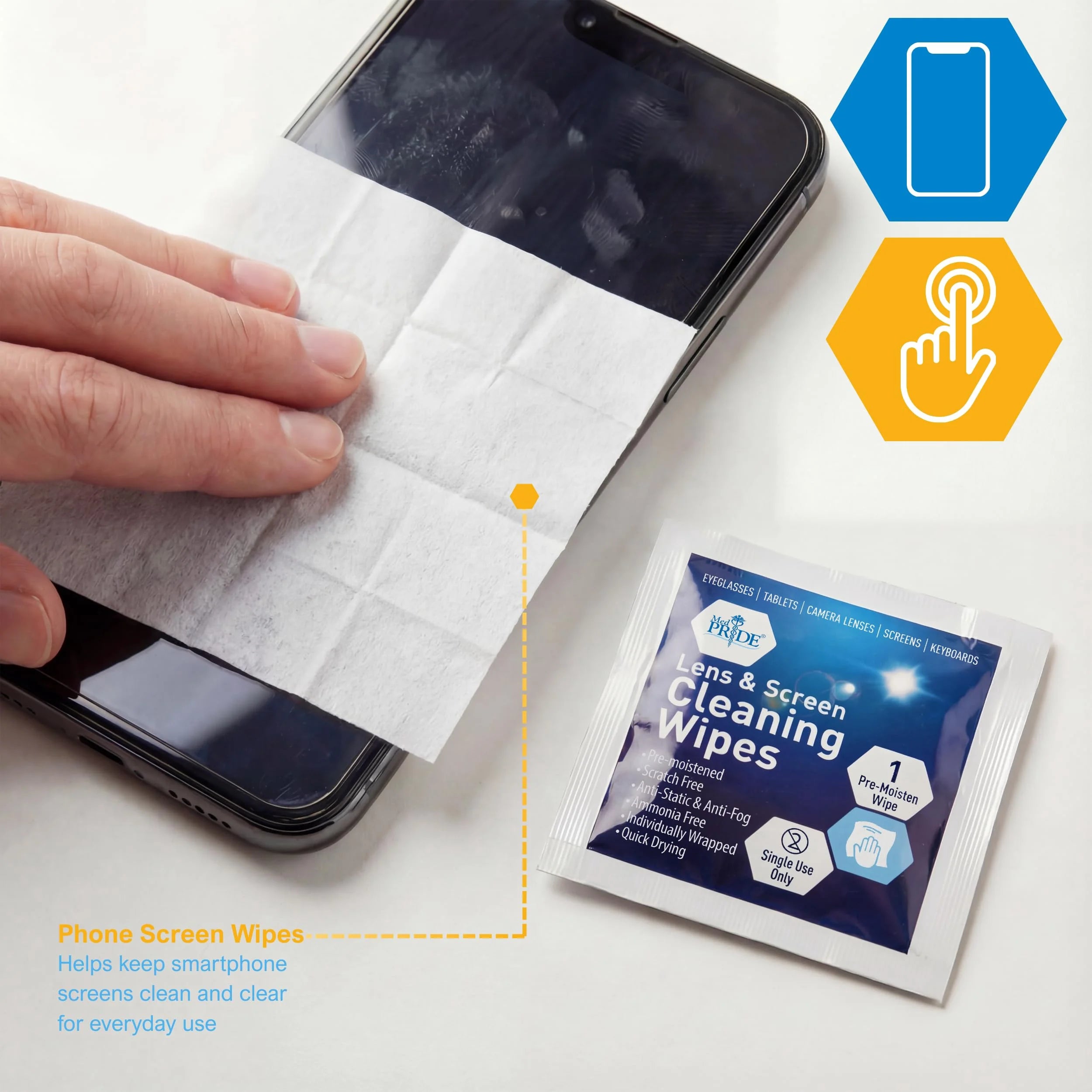 Anti-Fog Lens Wipes & Screen Wipes – 100 Count Premoistened, Anti-Static, Quick-Dry Lens & Screen Cleaner Wipes for Eyeglasses & Electronics