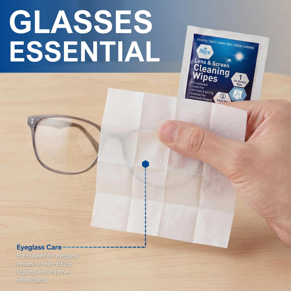 Anti-Fog Lens Wipes & Screen Wipes – 100 Count Premoistened, Anti-Static, Quick-Dry Lens & Screen Cleaner Wipes for Eyeglasses & Electronics