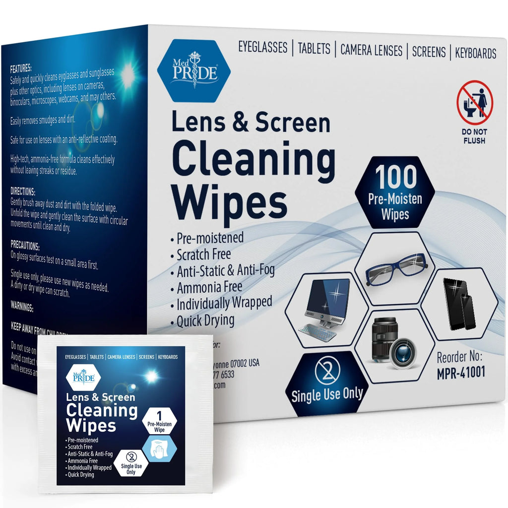 Anti-Fog Lens Wipes & Screen Wipes – 100 Count Premoistened, Anti-Static, Quick-Dry Lens & Screen Cleaner Wipes for Eyeglasses & Electronics
